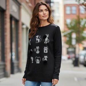 🛍Bundle sale🛍SAN FRANCISCO Cat and Mouse print sweater #cute xs